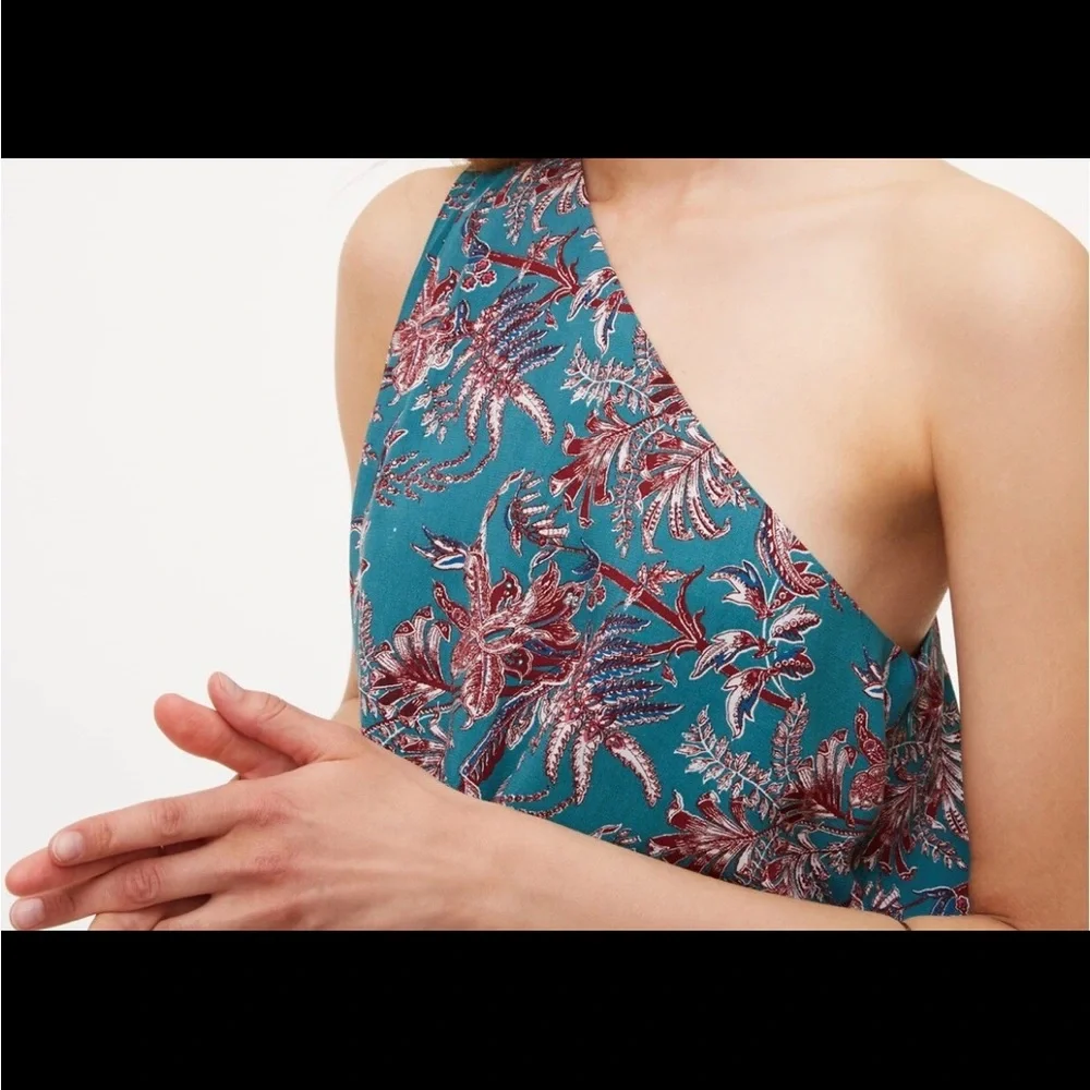 NWT Ann Taylor LOFT Pleated Shoulder Iris One Shoulder SIZE M - Picture 3 of 9